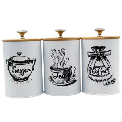 Tezgah Üstü Kullanım İçin 3 Mutfak Kavanozu - Kahve, Çay, Şeker Depolama Demir