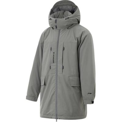 Li Ning CF Suo Red Velvet Hot Pot Waterproof Hooded Windproof Moisture-Wicking Down Jacket Men Jacket Asphalt-Gray AYMU207-7