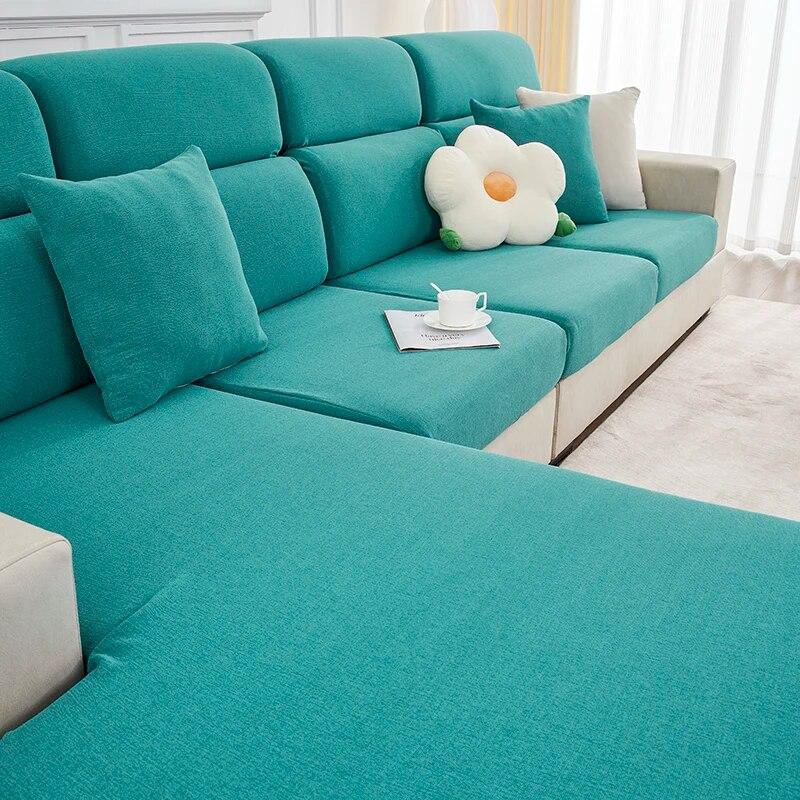 Einfarbiger Sofa-Sitzkissenbezug, verstellbarer Sofabezug, Sofabezug, Möbelschutz für Wohnzimmer, Haustiere, Kinder, Heimdekoration