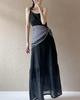 2025 Summer Linen Cotton Slip Dress - Solid Color, Loose Fit, Patchwork Design, Literary Style