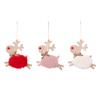 1PC Christmas Tree Decor Hanging Ornaments Wooden Plush Deer Pendant Christmas Decoration