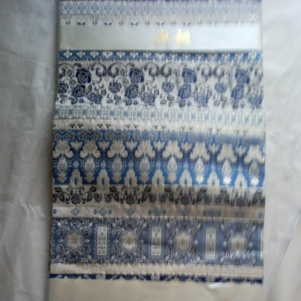 Used Nishijin-ori Six-panel Fukuro Obi "Blue Rose" Indigo Dye - On Sale