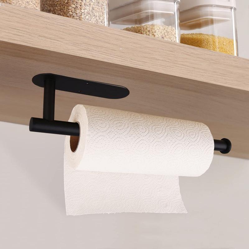 Stainless Steel Punch-Free Cabinet Holder for Napkins, Paper Towels, Plastic Wrap, and Toilet Paper Rolls