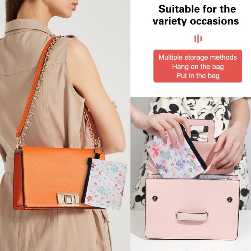 6pcs Coin Purse Floral Printing Fresh Feminine Product Pouch For Women Teens Girls