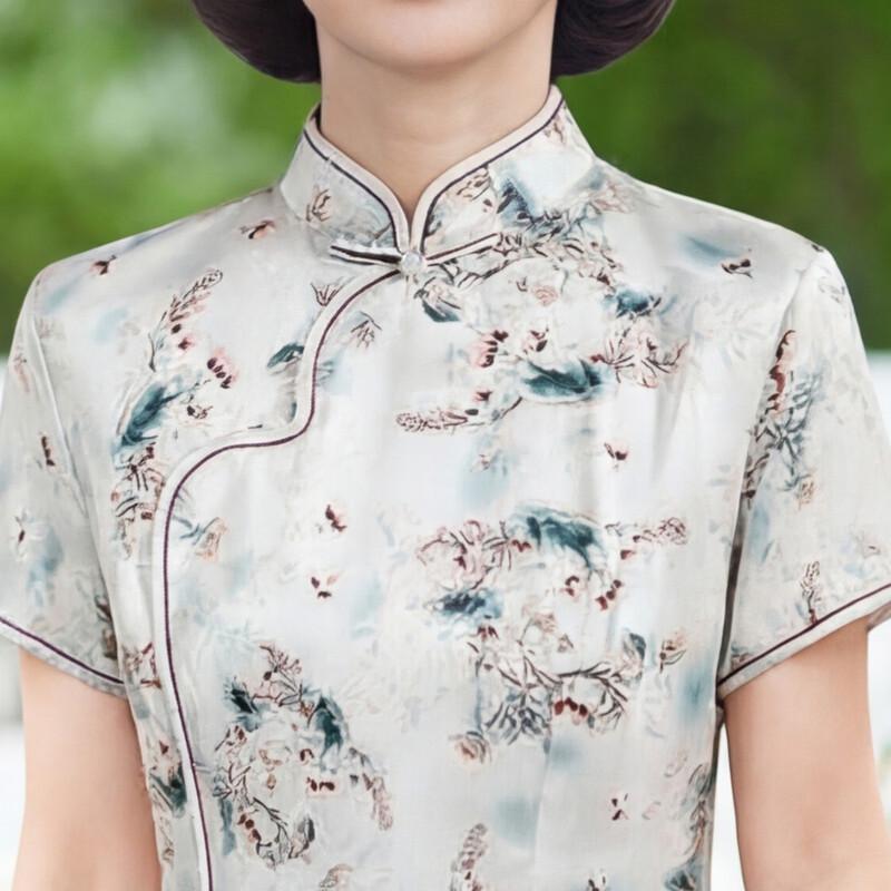 Haoyi Women's Elegant Printed New Chinese Style Qipao Dress