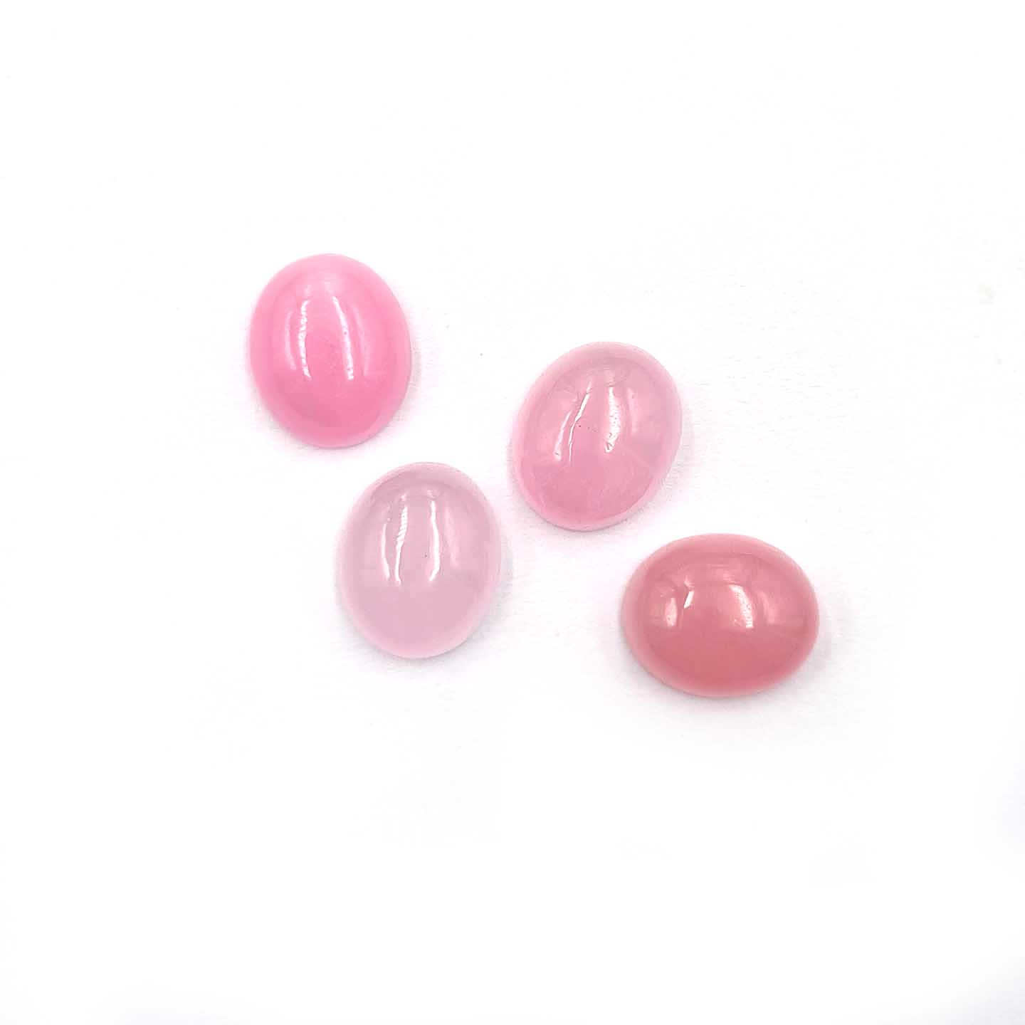Dyed PInk Jade Oval Cabochon Loose Gemstone Lot 4 Pcs 10*12 MM 24 CT For Jewelry Making 10*12 MM розовый