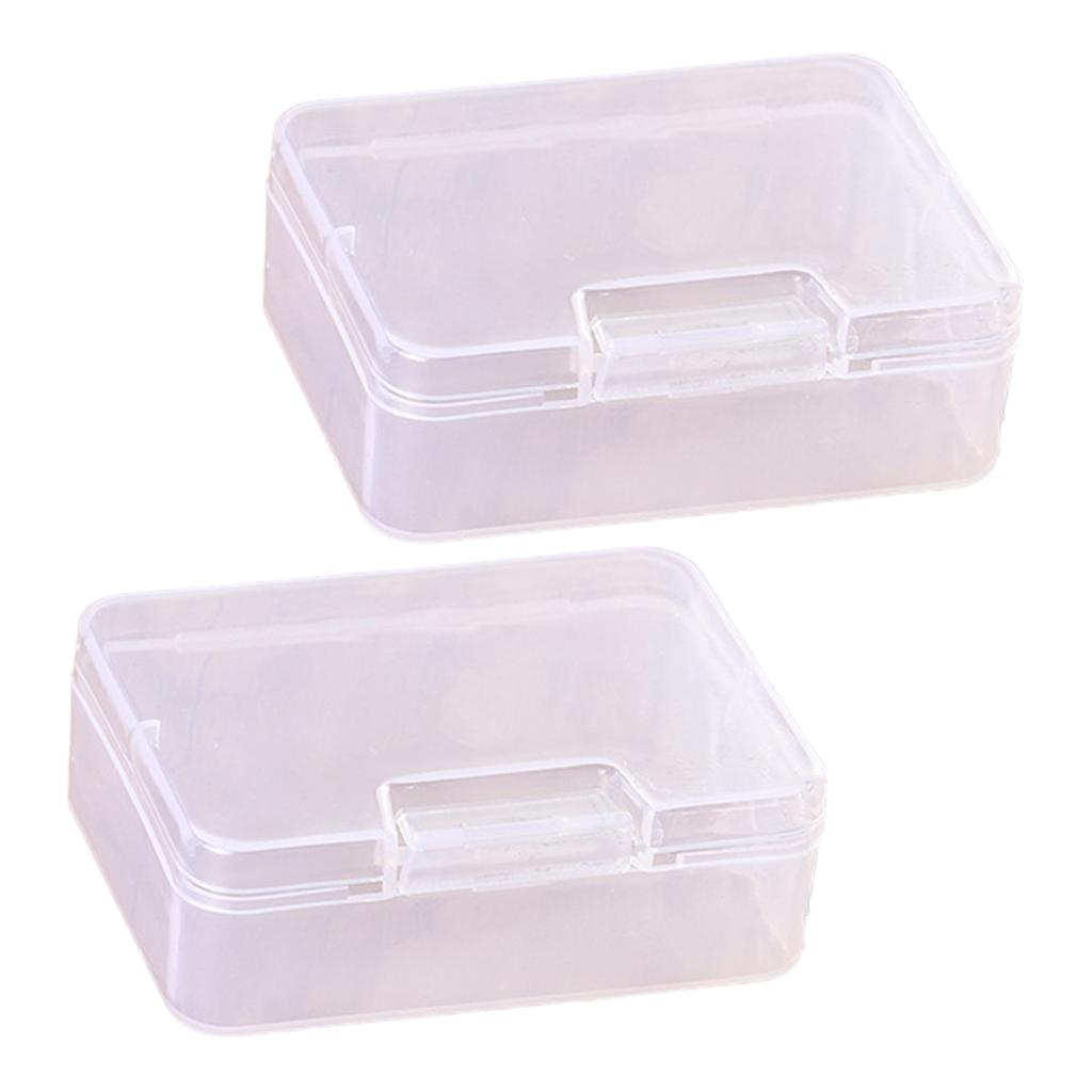 2pcs Small Clear Plastic Storage Containers Portable Plastic Bead Storage Solution With Smooth Edges For Everyday Use