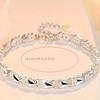 925 Silver Delicate Heart-Shaped Four-Leaf Clover Bracelet for Women, Fashionable and Charming Wedding Jewelry