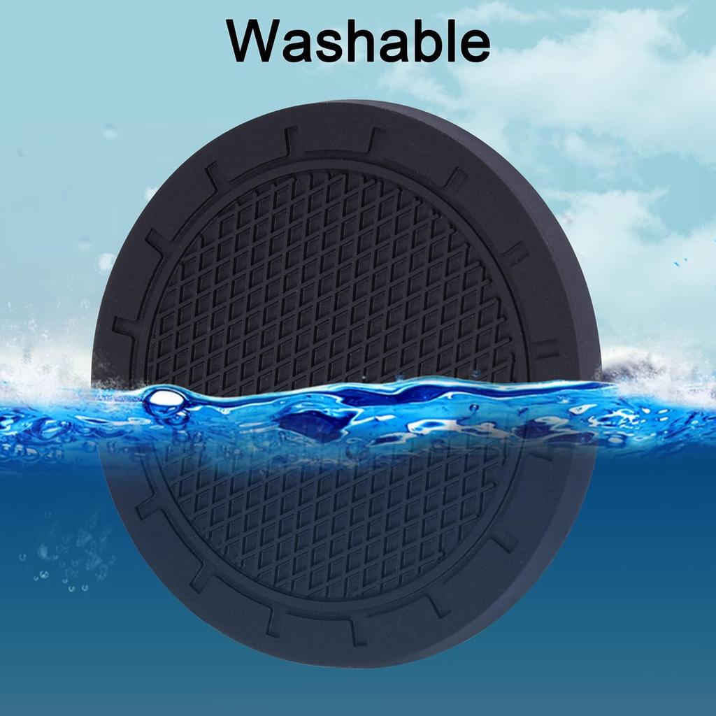 Wisdompro Car Coasters, 4 Pack 3 Inch Diameter Car Cup Coaster, Black | Dustproof PVC Car Cup Holder Insert Coaster, Anti Slip Universal Vehicle