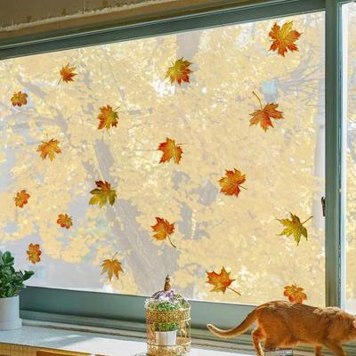 Tj18009 Hand-Painted Maple Leaf Bronzing Wall Sticker Decoration Children'S Room Bedroom Background Self-Adhesive Wall Sticker