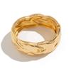 Fashion Diamond Imitation Pearl Spring Bracelet, Textured Metal Double Ring Twist Wide Bracelet