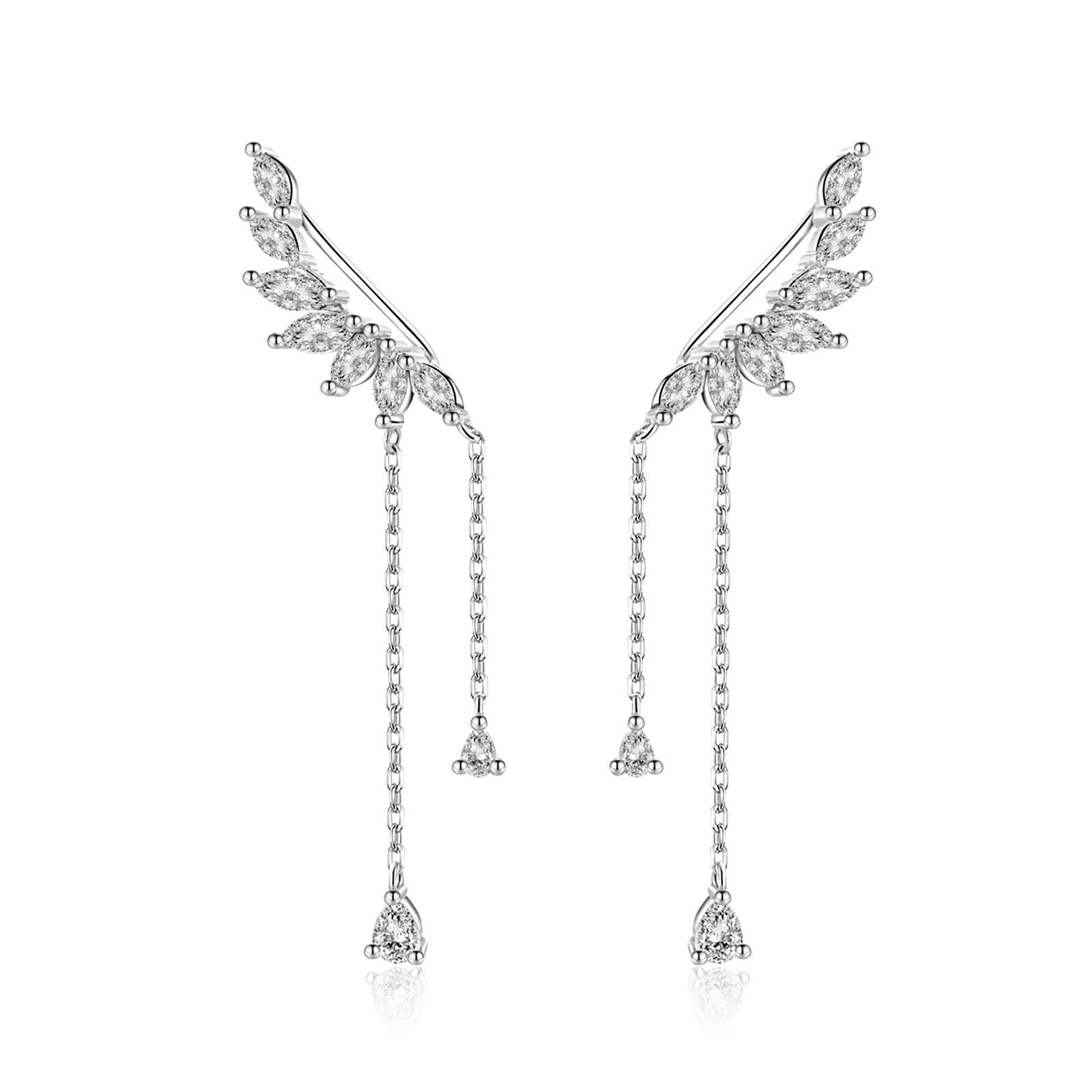 

ANDYWEN стерлингового серебра 925 пробы, манжеты для ушей, крылья альпиниста, женские серьги-капли для пирсинга, роскошные ювелирные изделия для свадебной вечеринки M