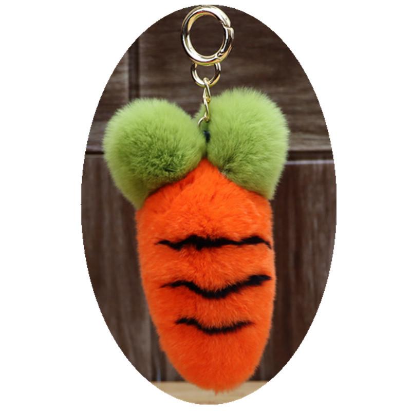 Rex Rabbit Hair Carrot Bag Pendant Plush Mobile Phone Keychain Pendant Fashion Fur Vegetable Pendant Accessories