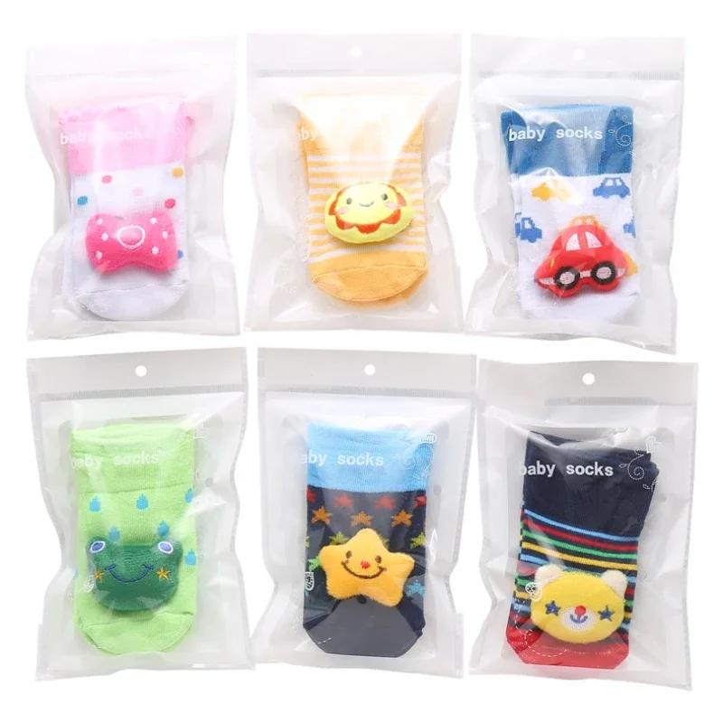 READY STOCK 0-12months Newborn New Cartoon Anti-skid Three-dimensional Doll Baby Socks Striped Dot Cute Children's Socks