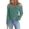 Women Fashion Casual Solid Color Off Shoulder Loose Long Sleeve T Shirt