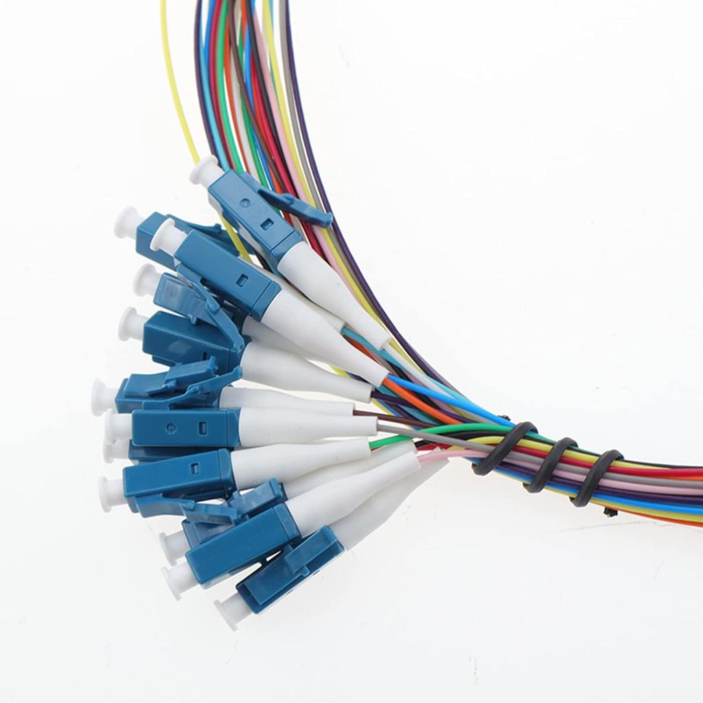 12 Strand Fiber Optic Pigtail LC/UPC Single Mode Low Insertion Loss with Ceramic Ferrule 1.5m for Optical Fiber LAN, Optical Fiber Communication