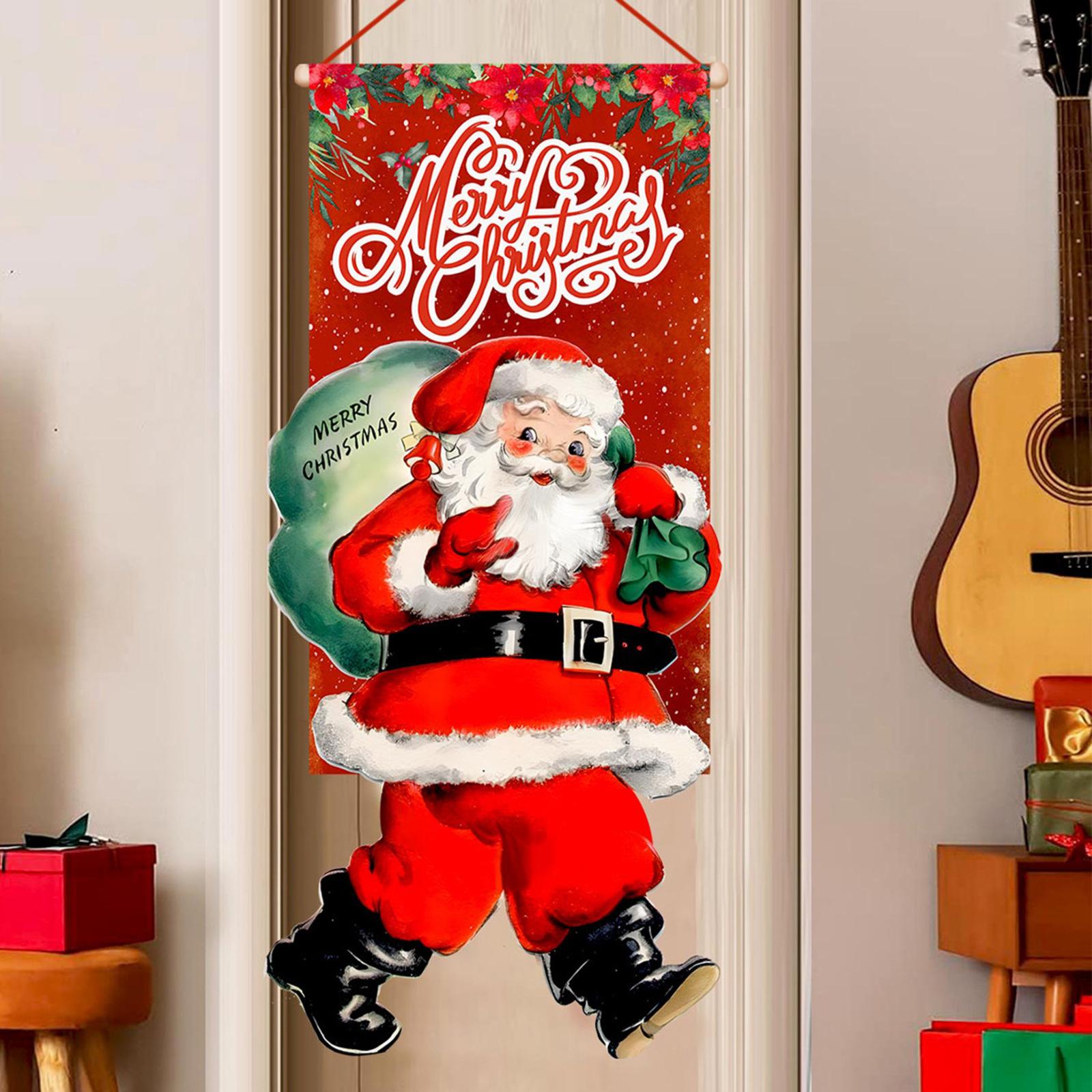 

Christmas Door Curtain Flag Outdoor Gift Background Decoration One Size