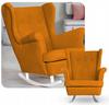 Fotel uszak bujany skandynawski welur Hunter Family Meble musztardowy