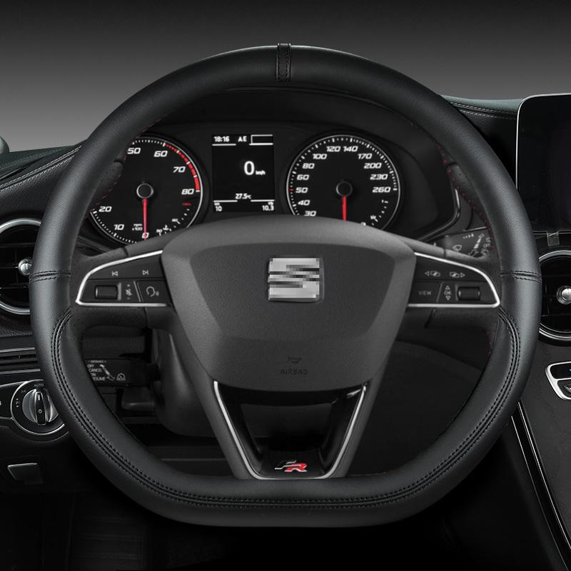 Mikrofaser Leder Auto Lenkradbezug Rutschfest 38cm Für Seat Tarraco Arona Ateca Ibiza Toledo Mii Leon Arosa Exeo ST FR