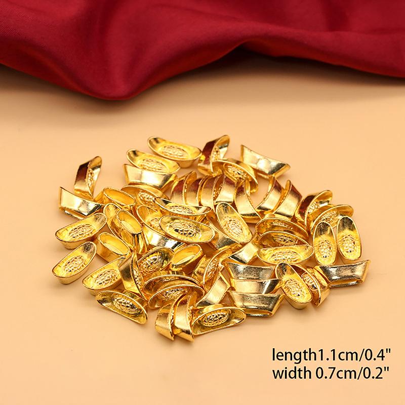 10Pcs Ingot Gold Chinese Yuan Bao Wealth Golden Statue Ingots Decor Ornament Decorative Year  Bar Lucky Money Prosperity