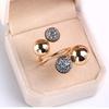 European & American Adjustable Gold Brass Ring - Women's Spring Collection, Color-Preserving Gold Bean Design