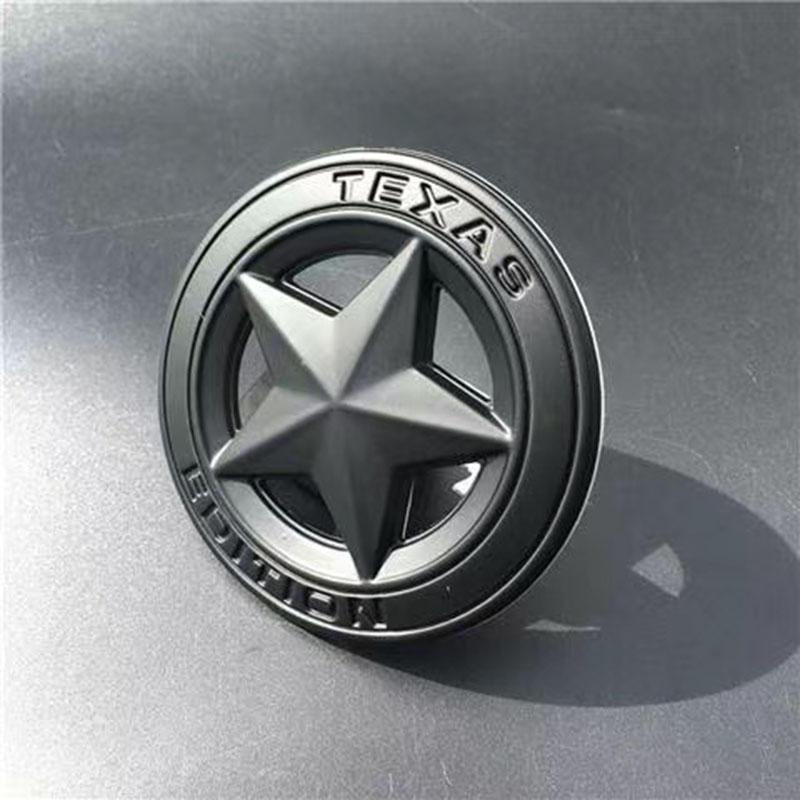 3D Metal TEXAS EDITION Shield Pentagram Star Side Fender Door Emblem Badge Car Stickers For JEEP Wrangler Liberty Grand Cherokee ALU1