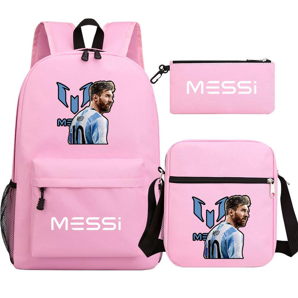 Football Star Print Youth Primary And Secondary School Students Schoolbag Three-Piece Set Men'S And Women'S Backpack