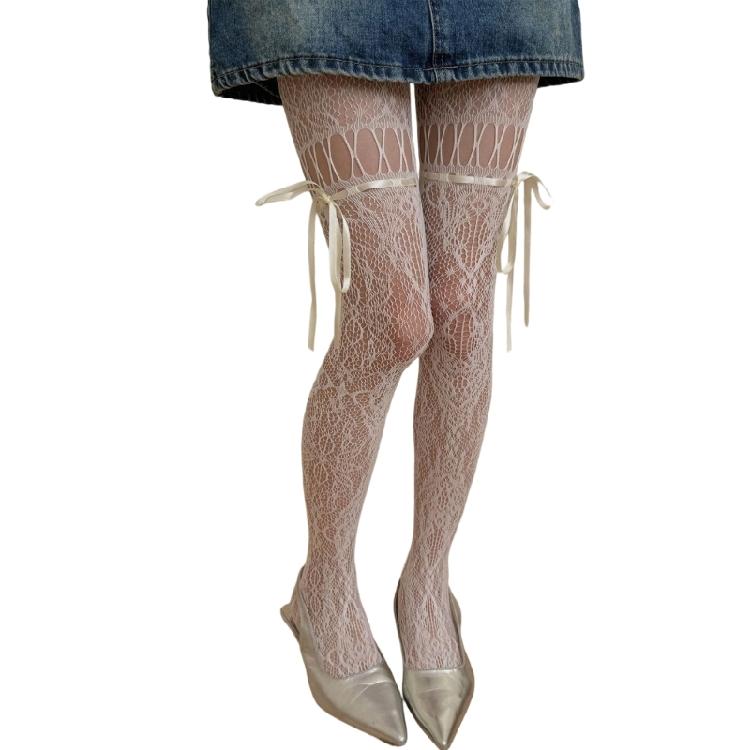 Lace Fishnet Thigh High Garter Stockings Patterned Tights for Women Garter Belt Tights Suspender Pantyhose Streetwear