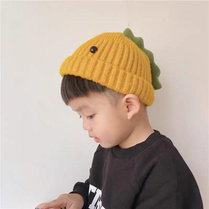 Baby hat autumn and winter fleece thickened knitted hat bear cute super cute baby wool hat men's and women's hat Korea