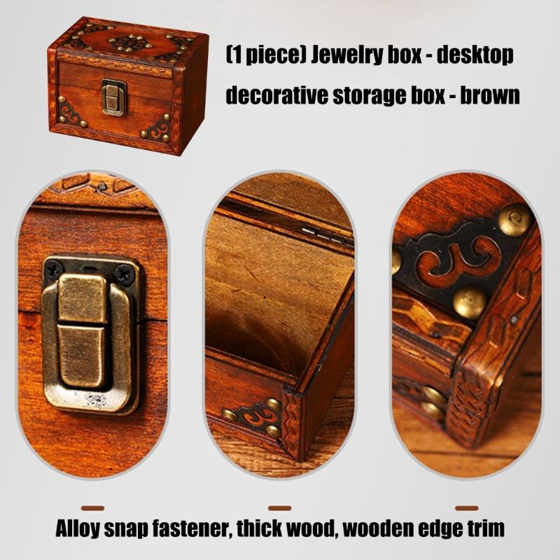 Wood Jewelry Box Organizers With Antique Metal Accent for Home Decoration Gift Storage and Display