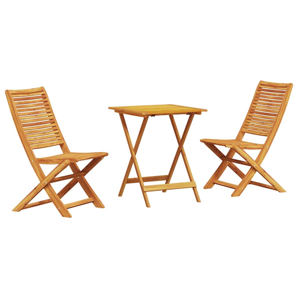 Folding Bistro Set 3 Pcs Brown Solid Acacia Wood