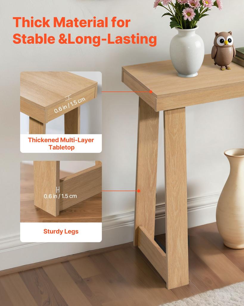 VEVOR 91.5 cm Console Table, Modern Desk Behind the Couch, Wooden Rectangle Entrance Desk, Narrow Long Sofa Table Accent Stand, Ideal for Hallway