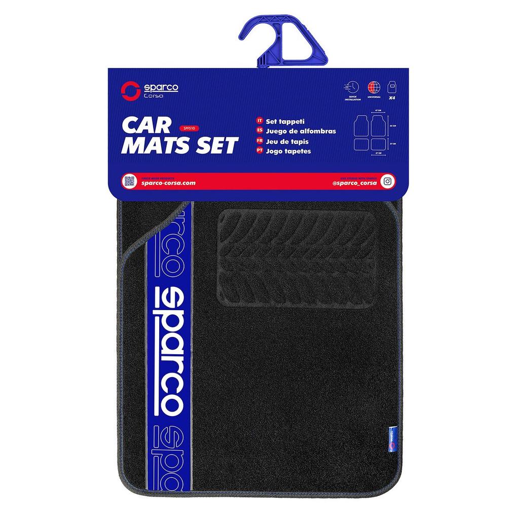 Sparco F510 Car Mat Set Universal Carpet Black Blue 4 Pieces