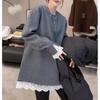 Women's Plus Size Fleece-Lined Sweatshirt, Loose Fit, Slimming, Mid-Length, Trendy Autumn/Winter Two-Piece Style
