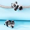 S925 Silver Cute Animal Panda Raccoon Koala Elephant Beaded Bracelet DIY Jewelry Charm Beads Accessories