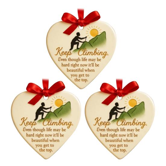 Keep Climbing Heart Ornament Inspirational Heart-Shaped Rock Climb Hanging Ornament for Xmas Tree Keepsake