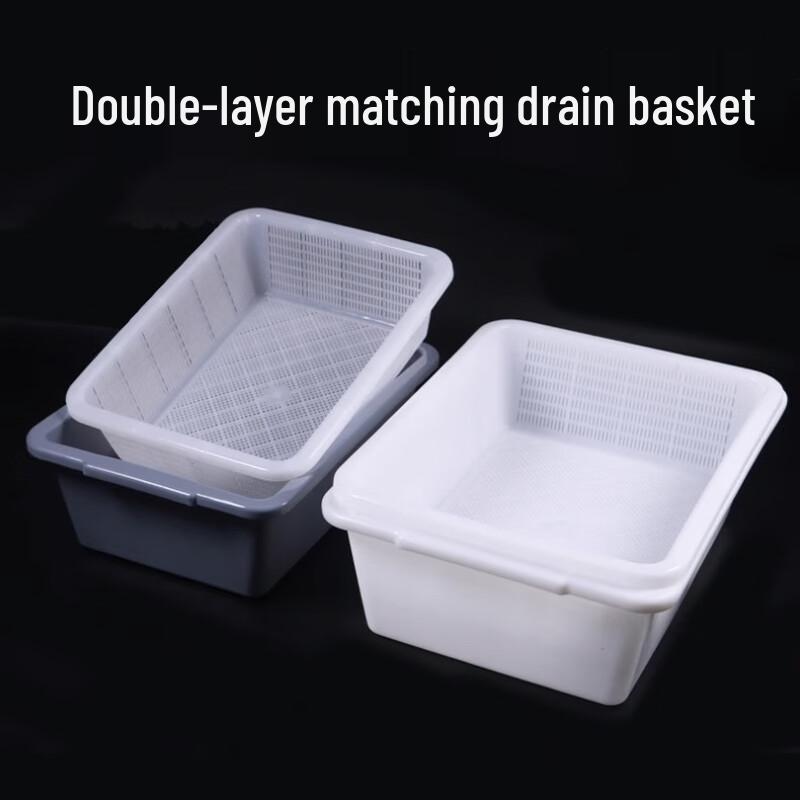 Deweiqi Verdickter Doppelschichtiger Rechteckiger Abtropfkorb aus Kunststoff