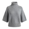 Women S Solid Gray Batwing Sleeve Turtleneck Fitted Pullover Knit Sweater