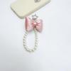 Cute Bowknot Keychain Pendant Fashionable Beaded Phone Charm for Case Decoration
