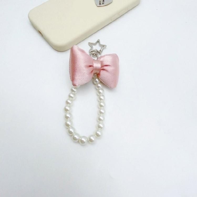 Cute Bowknot Keychain Pendant Fashionable Beaded Phone Charm for Case Decoration