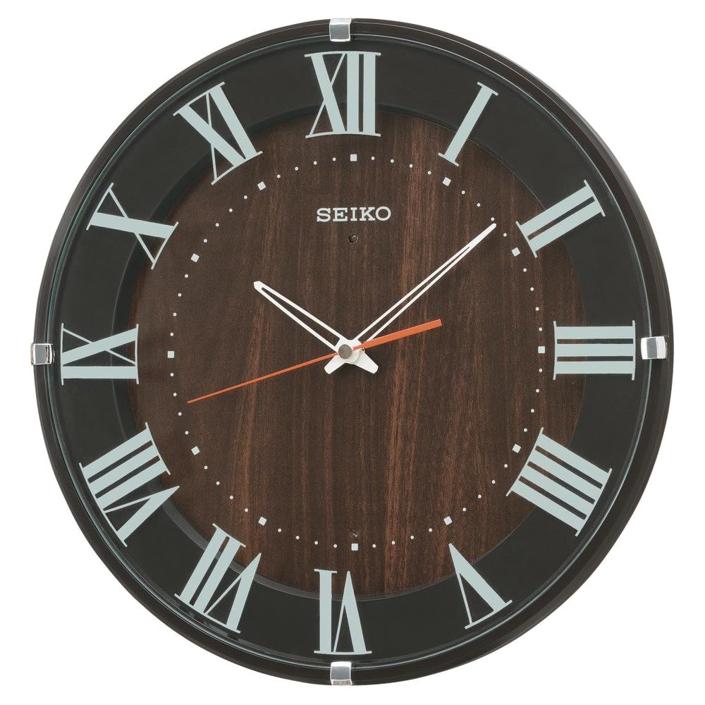 Seiko Clock Wall Clock, Natural, Radio Controlled, Analog, Dark Brown, Diameter 320 x 46 mm, KX397B