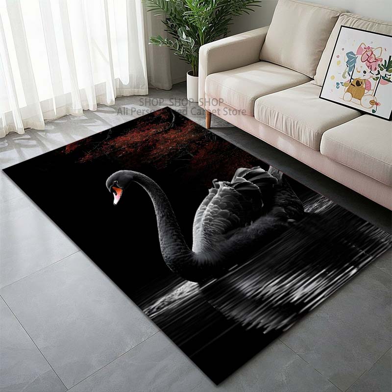 

6 Styles Black Swan Pattern Carpet Living Room Bedroom Sofa Home Decor Non-slip Floor Mat Large Size Gift for Family and Friends 40x60cm