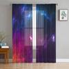 Star Galaxy Starry Sky Tulle Curtains For Living Room Bedroom Kitchen Decoration Chiffon Sheer Voile Window Curtains Kids Drape
