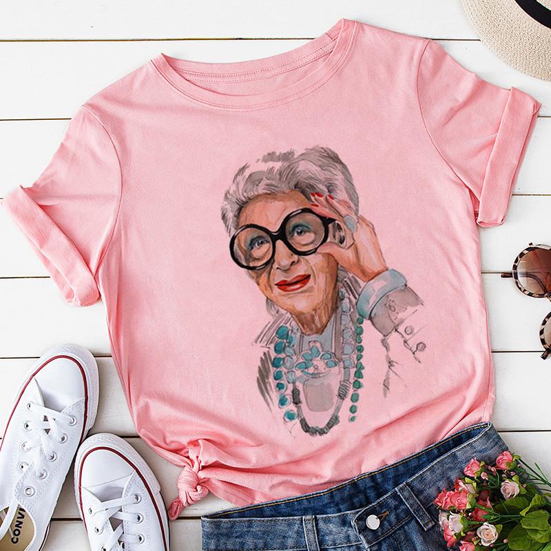Yellow Plus Size T Shirt Women Summer Print Lady Casual T Shirt Tops Harajuku Streetwear