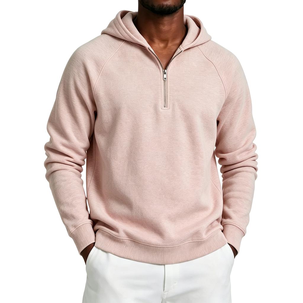 Men's Half Zip Hooded Sweatshirt Color for Winter Casual Wear
