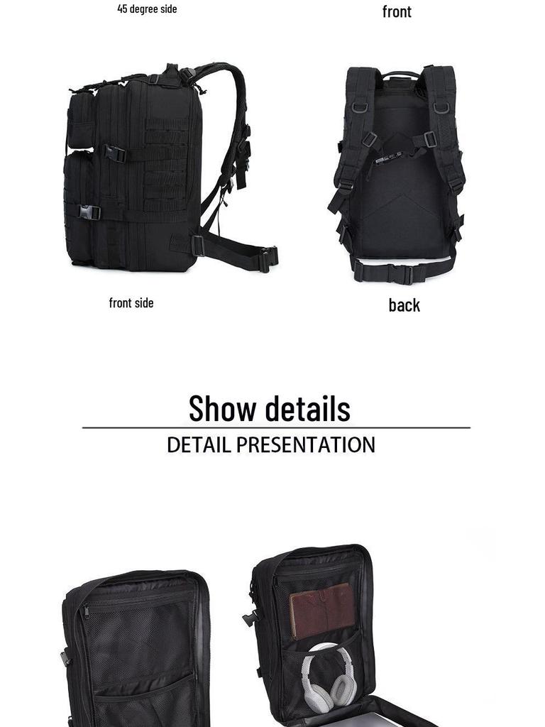 Tactical Outdoor 3P Backpack with Molle System - Multi-Functional Oxford Cloth Travel Bag