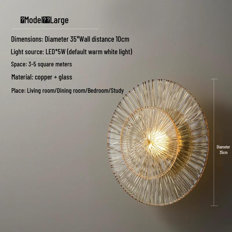 Italian Post-Modern Copper & Glass Wall Lamp - Creative Lighting for Living Room, Bedroom, or Corridor.