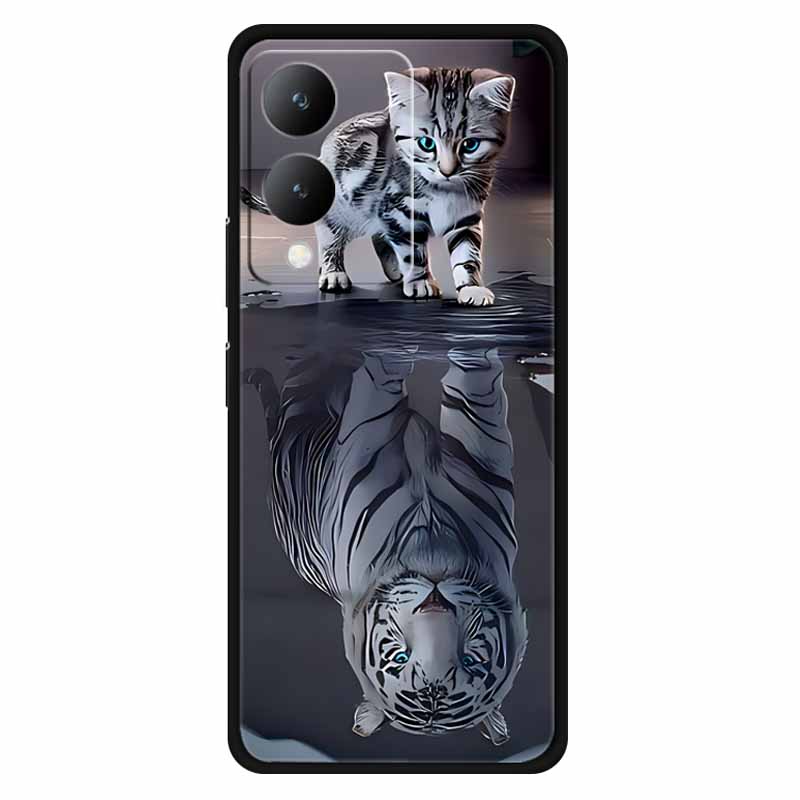 Fundas For Vivo Y17s 4G Case Silicone Wolf Lion Soft TPU Phone Covers for Vivo Y17s 2023 Y 17s Bumper Coque for VivoY17s Black