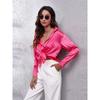Solid-Color Long-Sleeve Business Shirt Top Satin Long Sleeve Shirt Top