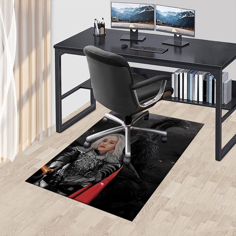 1pc Fire and Blood Office Carpet Chair Mats, Home Decor Mat | Fantasy Theme Mat | Durable Mat, Dragon DecorB06